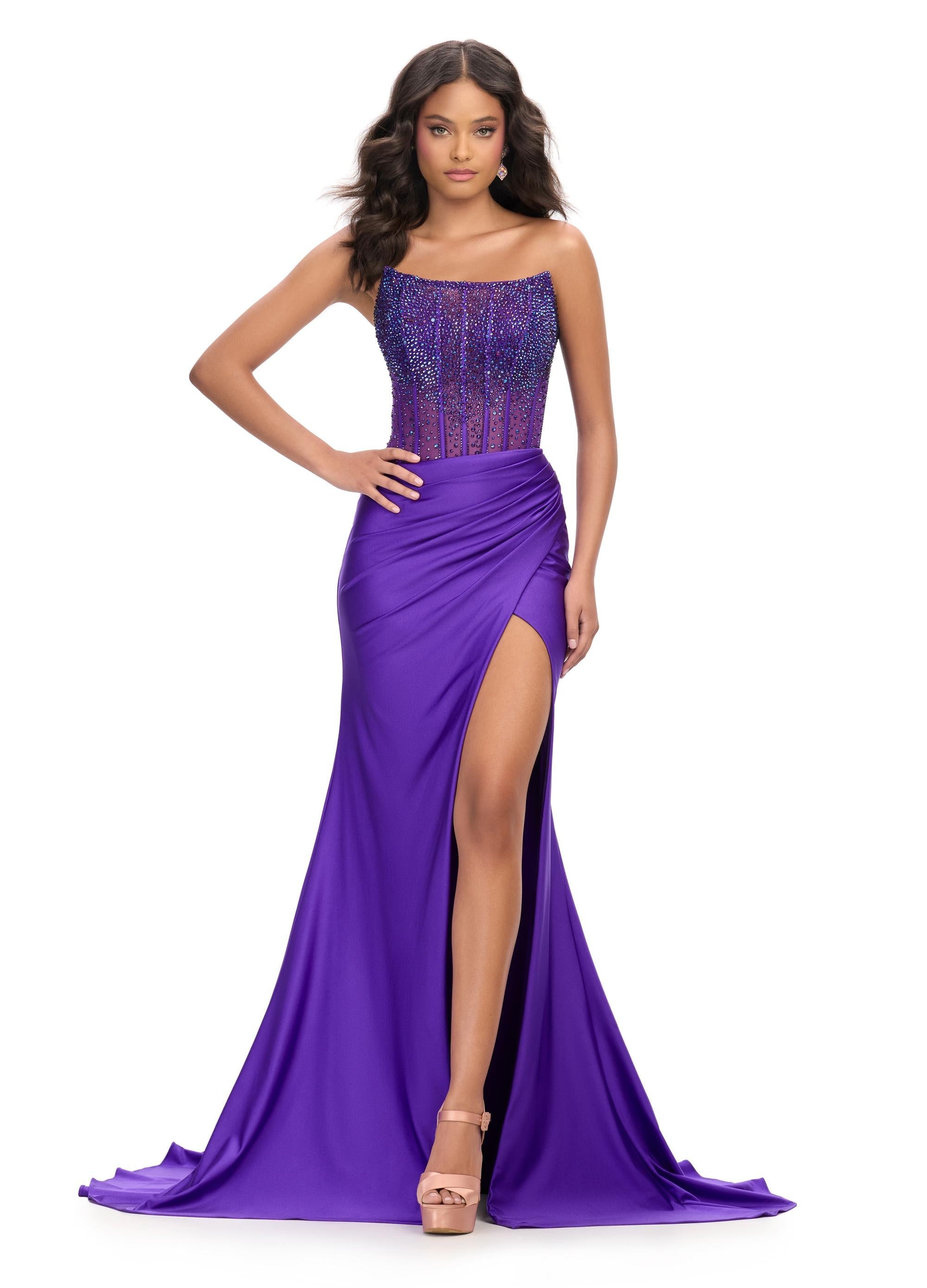 ASHLEYlauren 11690 Strapless Gown with Stone Corset ASHLEYlauren 11690 Strapless Gown with Stone Corset
