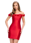 Red ASHLEYlauren 4783 Mikado cocktail dress featuring a sweetheart neckline, an elegant A-line skirt, and an oversized bow accent for a show-stopping and sophisticated look.