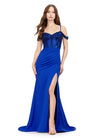 Royal ASHLEYlauren 11391 standout evening gown featuring a sweetheart neckline, off shoulder straps, beaded corset details, and a sleek jersey skirt for an elegant and sophisticated look.