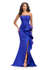 Royal ASHLEYlauren 11751 Strapless Taffeta Gown with Elegant Ruched Bodice, Dramatic Cascading Ruffle Detail, and Left Leg Slit