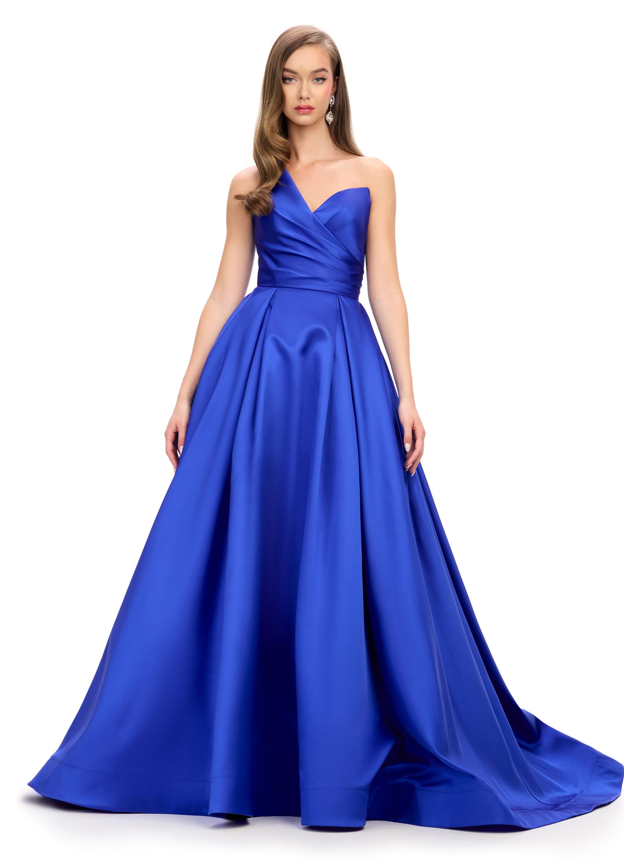 Purple Prom Dress Betsy And Adam Royal Blue Dress High-Neck Satin Ball Gown David's Bridal Purple Prom Dress Betsy And Adam Royal Blue Dress High-Neck Satin Ball Gown David's Bridal
