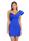 Blue ASHLEYlauren 4810 One-Shoulder Crepe Cocktail Dress with Elegant Design and Fitted Silhouette