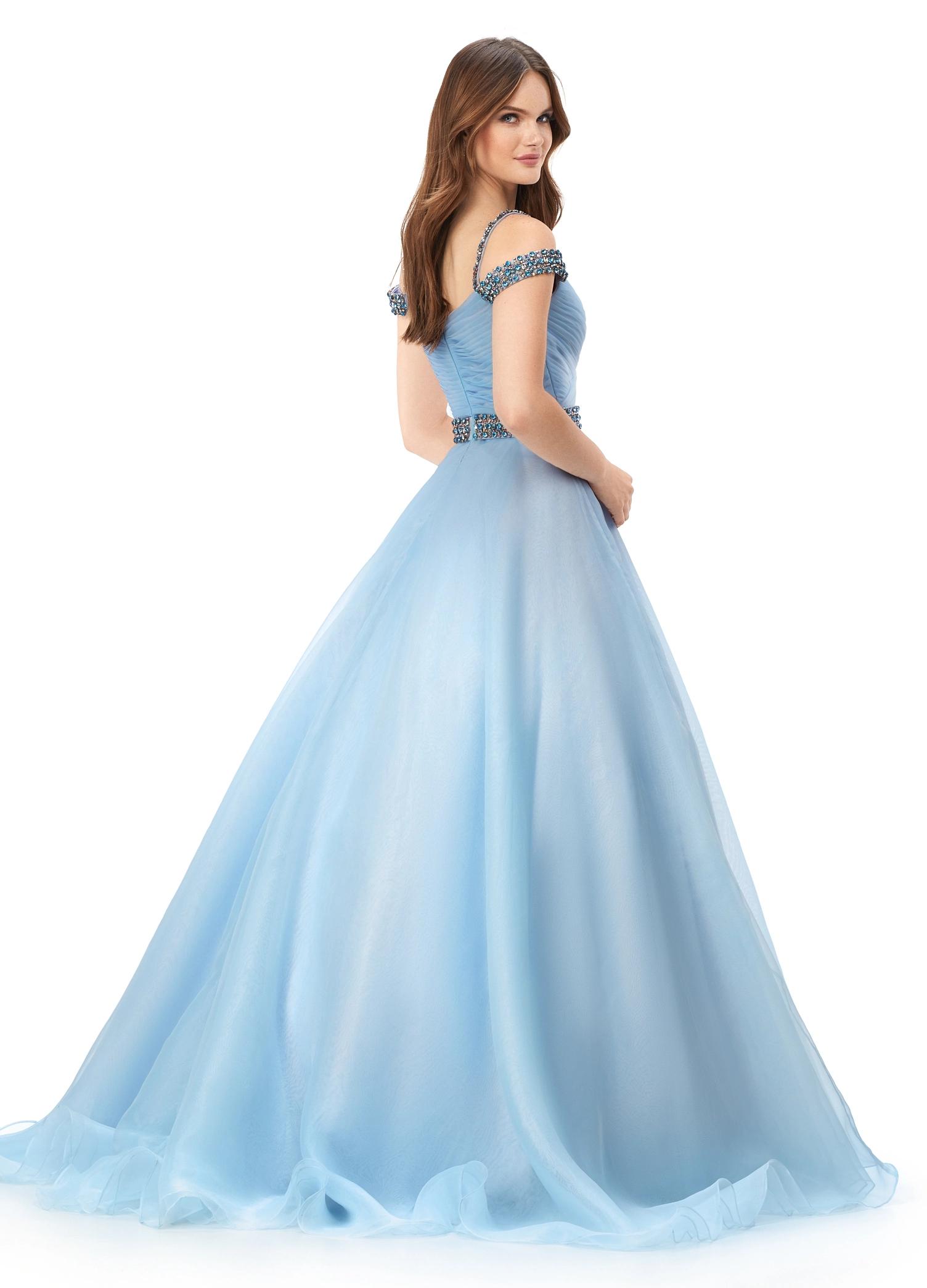 ASHLEYlauren 11221 Off Shoulder Crystal Organza Ball Gown