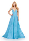 Sky ASHLEYlauren 11658 Fully Beaded A-Line Tulle Gown with Sweetheart Neckline, Intricate Bow Accents, and Lace Up Back