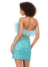 Back - Sky ASHLEYlauren 4599 – A stunning two-piece set featuring a strapless feather bustier and a fully beaded fitted skirt. This gorgeous, statement-making outfit is a must-have addition to your closet.