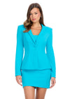 Aqua ASHLEYlauren 4812 Scuba Two-Piece Dress with Fitted Skirt, Matching Blazer, and Tonal Button Detail