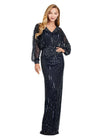 Twilight ASHLEYlauren 11302 Elegant Fully Hand Beaded Sequin Gown with V-Neckline, Flowing Dolman Sleeves, and Intricate Floral Beading at Waistline