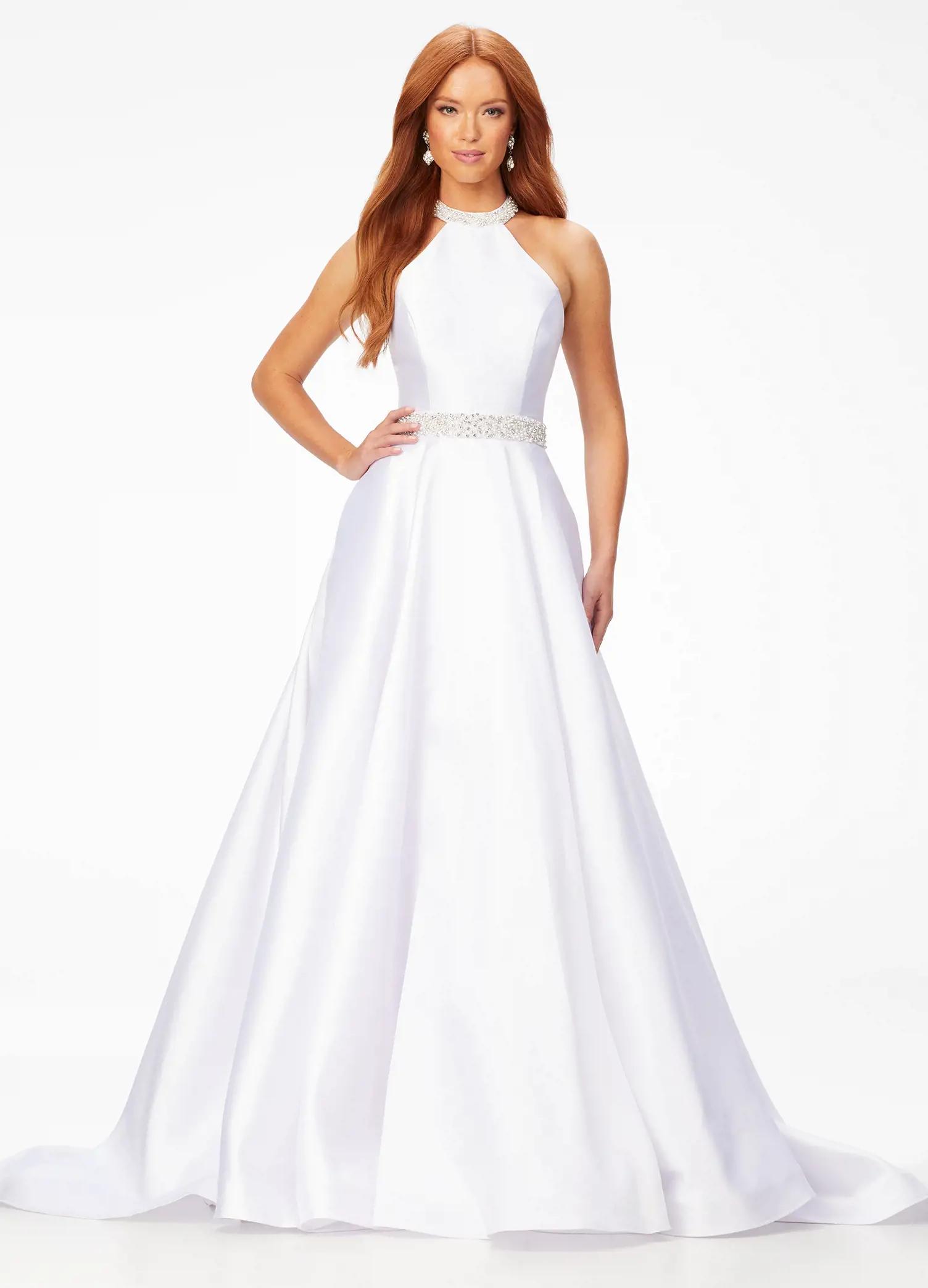 ASHLEYlauren 11230 - Halter A-Line Gown with Crystal & Pearl