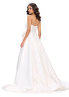Back - White ASHLEYlauren 11770 – A stunning strapless mikado gown featuring a sweetheart neckline, oversized bow detail, and an elegant A-line ball gown skirt. Perfect for making a statement at any special occasion.