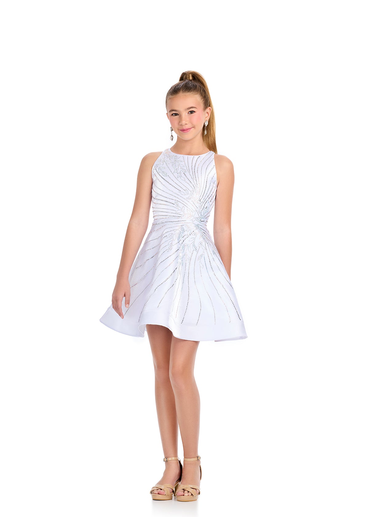 ASHLEYlauren 8316 Satin Beaded A-Line Cocktail Dress ASHLEYlauren 8316 Satin Beaded A-Line Cocktail Dress