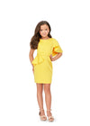 Yellow ASHLEYlauren Kids 8222 Crepe Cocktail Dress with One Shoulder Ruffle Detail