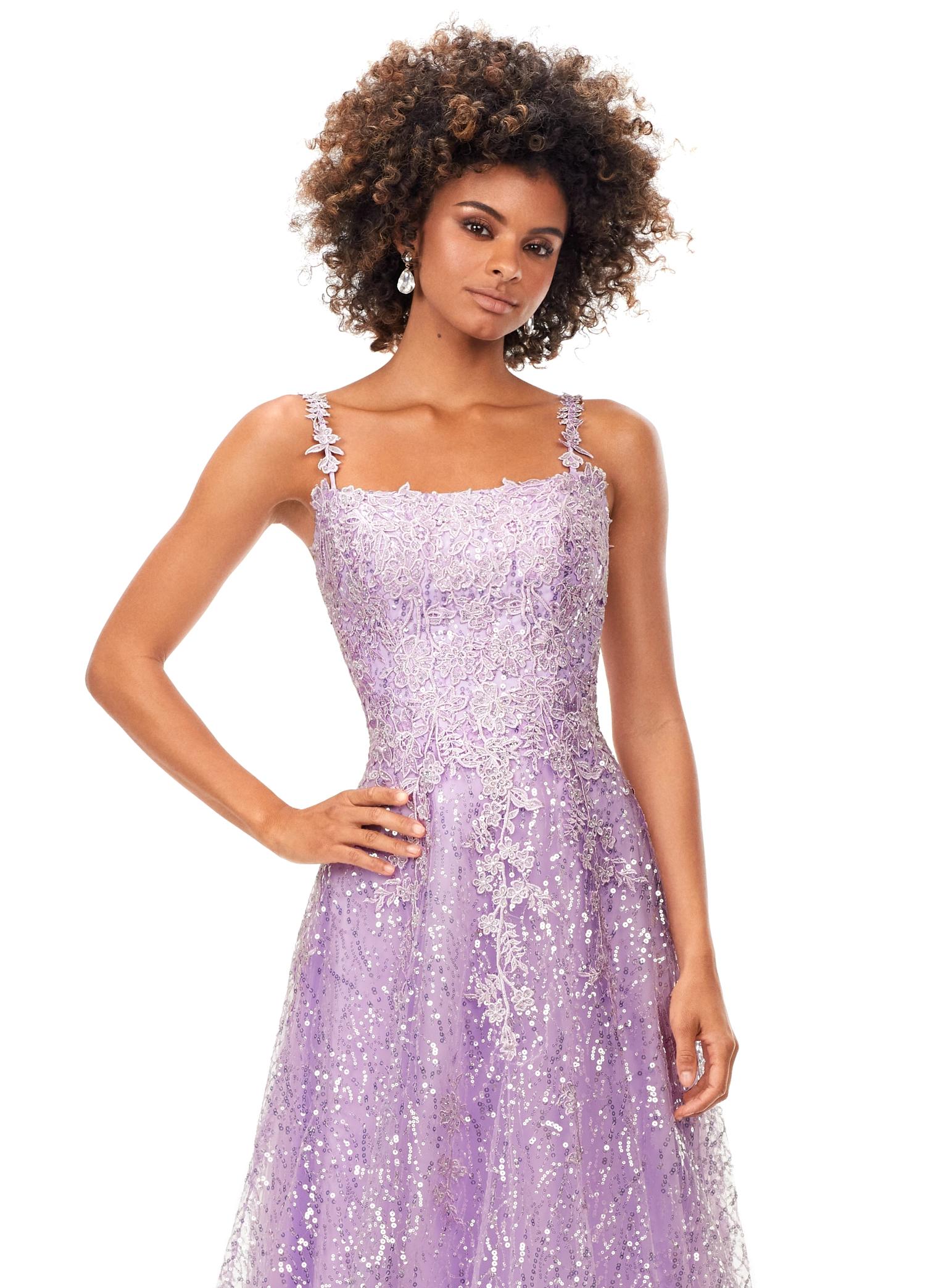 sachin and babi light blue dress ASHLEYlauren 11338 Sequin A-Line Gown with Lace Applique
