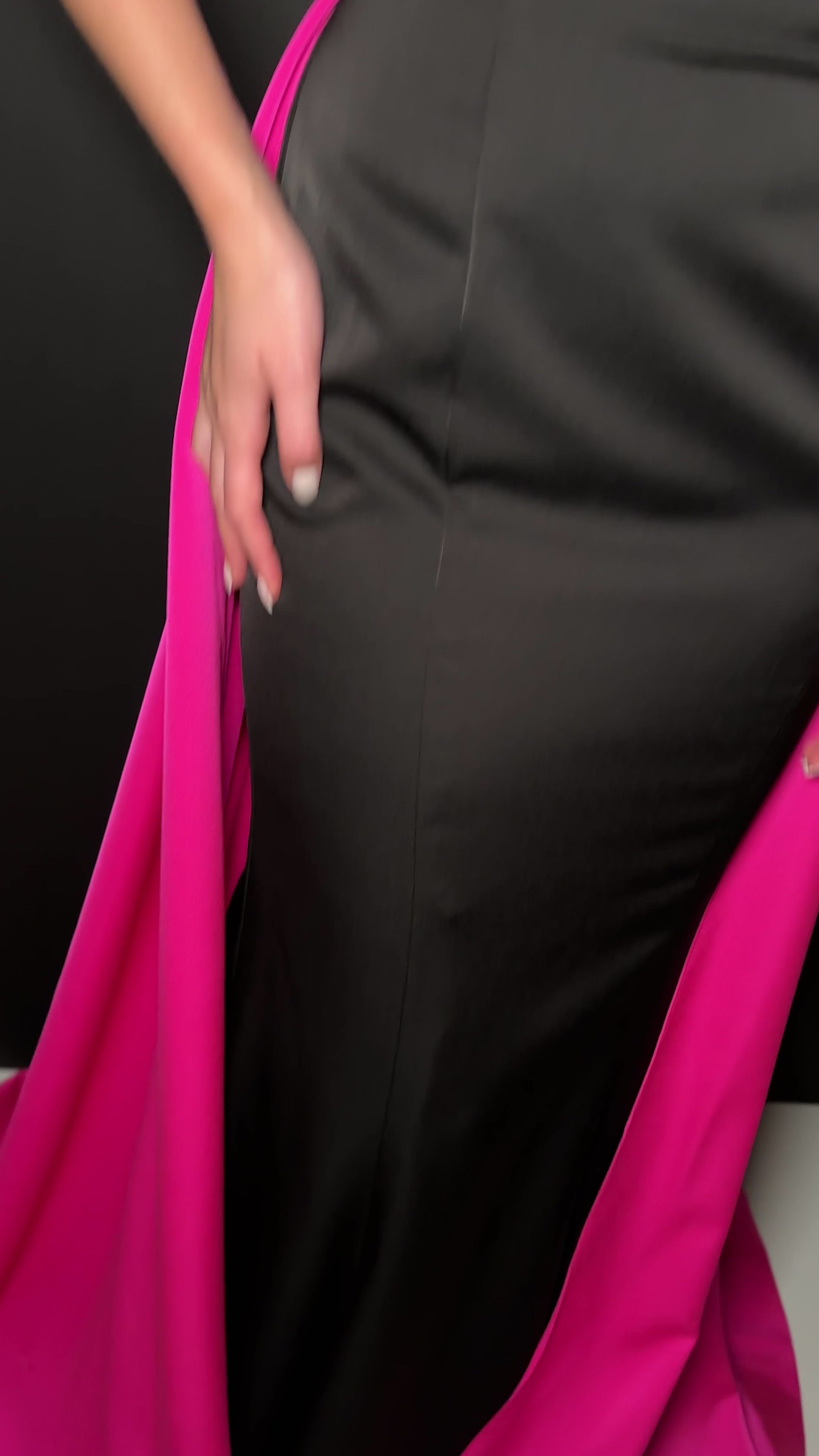 ASHLEYlauren 11735 - One-Shoulder Satin Gown with Overskirt