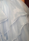 Video -Navy/Sky ASHLEYlauren 11562 Halter Neck Velvet Bustier Ball Gown with Beaded Choker and Dramatic Ruffled Organza Skirt