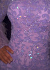 Video - ASHLEYlauren 11452 lilac one shoulder fully beaded gown with feather bell sleeve, left leg slit, and sweep train