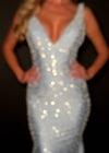 ASHLEYlauren 12030 – Pearl & Crystal Embellished Baby Blue Evening Gown | Prom & Pageant