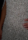 Video - ASHLEYlauren 11598 Silver Fully Beaded Gown with Pearl and Crystal Encrusted Bustier, Off Shoulder Design, and Beaded Choker