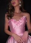Video - Pink ASHLEYlauren 4782 Mikado cocktail dress featuring a stunning sweetheart neckline, delicate flower detailing, and an A-line skirt for a fabulous and elegant look.