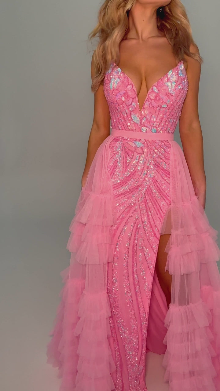 ASHLEYlauren 11602 Tiered Tulle Overskirt