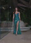 ASHLEYlauren 11814 - Blue Sequin Spaghetti Strap Evening Gown - Embellished Prom & Pageant Dress - Ashley Lauren Dresses - Editorial Video
