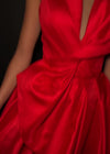 Video - ASHLEYlauren 11609 Red Strapless Mikado Ball Gown with Illusion V-Neckline, Oversized Asymmetrical Bow, and A-Line Wrap Skirt