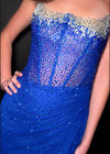 Video - Royal ASHLEYlauren 11616 Spaghetti Strap Gown with Beaded Corset Bustier, Press On Stone Embellishments, and Left Leg Slit