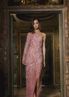 Video - ASHLEYlauren 11516 Pink Fully Beaded One Shoulder Gown with Intricate Design, Fringe Detail, and Left Leg Slit