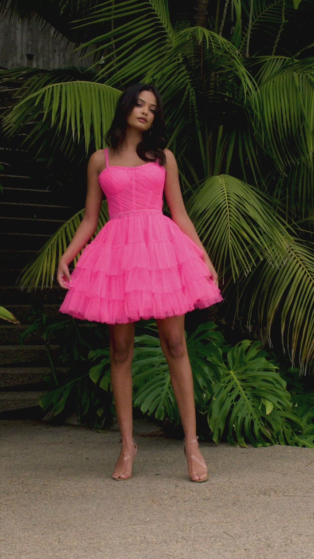 ASHLEYlauren 4777 - Tulle Cocktail Dress with Beaded Accents