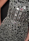 Video -Silver ASHLEYlauren 4757 Strapless Hand Beaded Cocktail Dress with Mirror Details and Corset Bustier