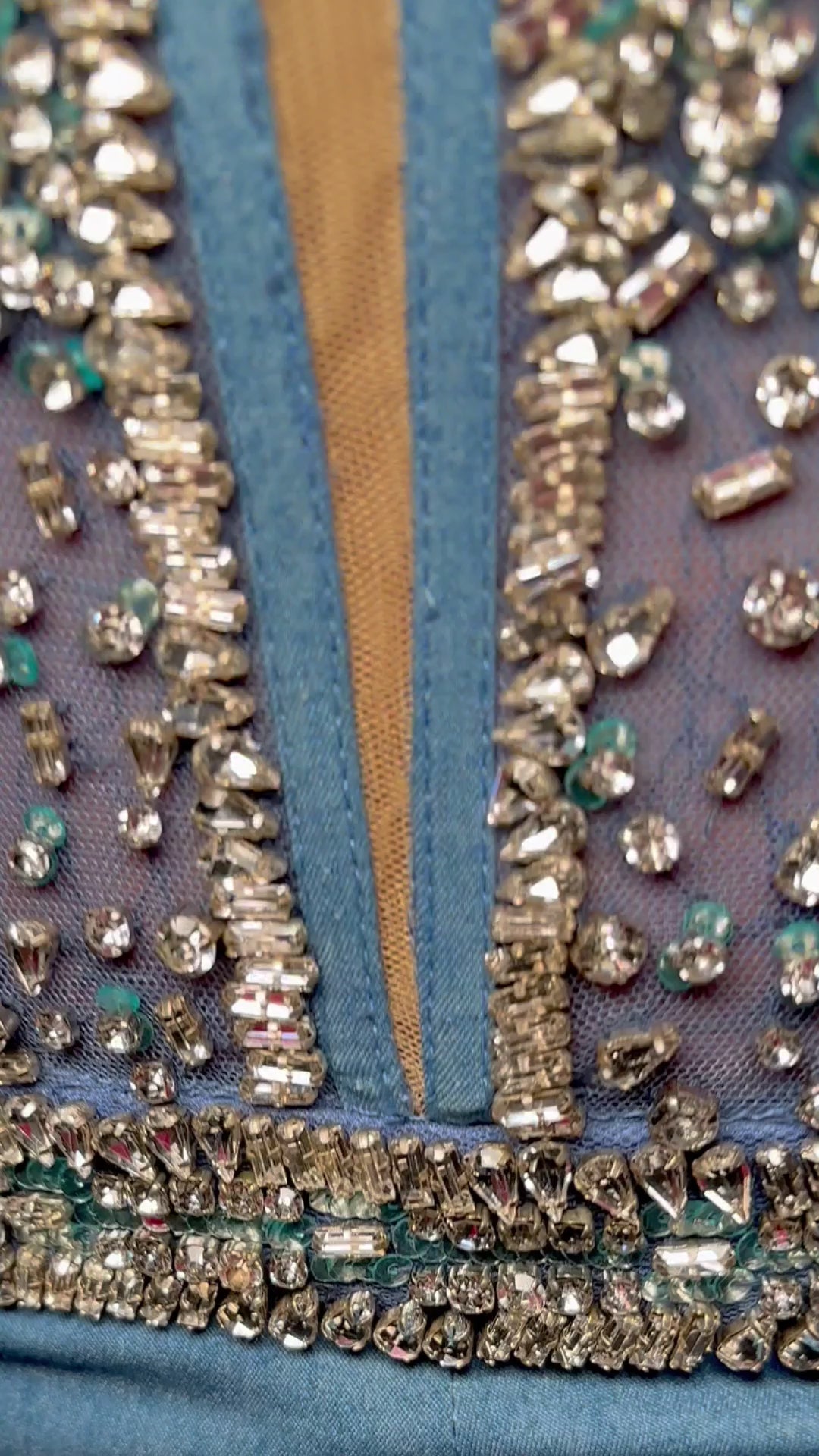 ASHLEYlauren 11513 Beaded Denim Jumpsuit