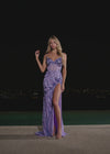 ASHLEYlauren 11821 - Lilac Beaded Corset Illusion Evening Gown - Embellished Ashley Lauren Dress with High Slit - Editorial Video