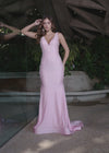 ASHLEYlauren 12030 – Pearl & Crystal Embellished Gown - Pink Prom Dress Video