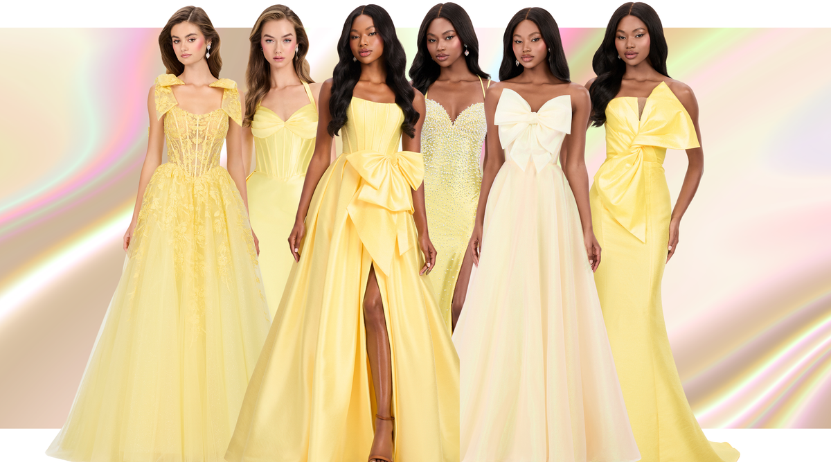ASHLEYlauren Yellow Prom Dresses and Formal Gowns – Romantic, Beaded and Couture-Inspired Styles