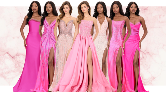 ASHLEYlauren pink prom dresses for 2027 featuring hot pink, blush, fuchsia, sparkly, corset and ball gown styles