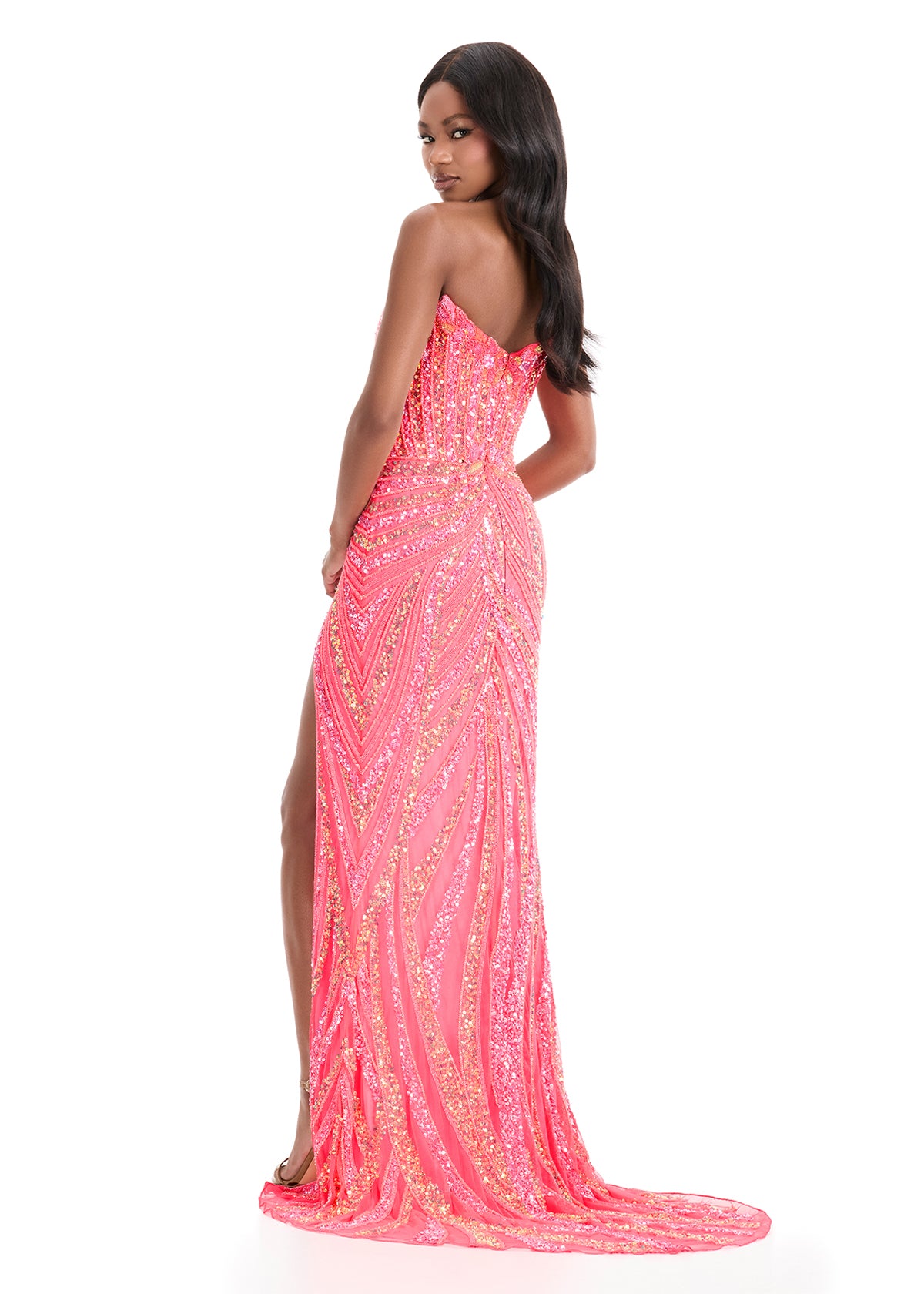 ASHLEYlauren 11236 Strapless Floral Sequin Gown ASHLEYlauren 11236 Strapless Floral Sequin Gown