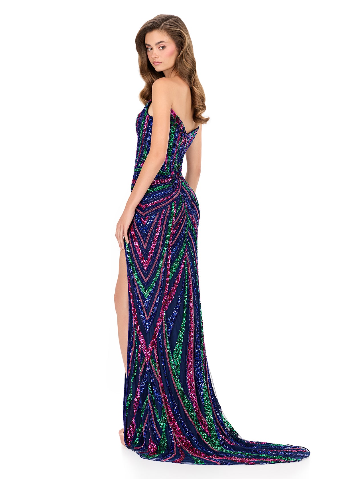 ASHLEYlauren 11236 Strapless Floral Sequin Gown