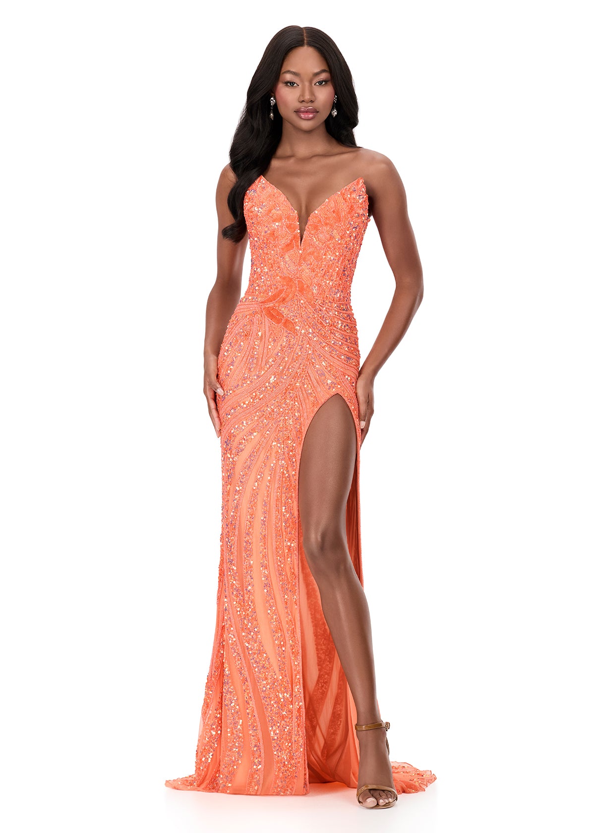 ASHLEYlauren 11236 Strapless Floral Sequin Gown ASHLEYlauren 11236 Strapless Floral Sequin Gown