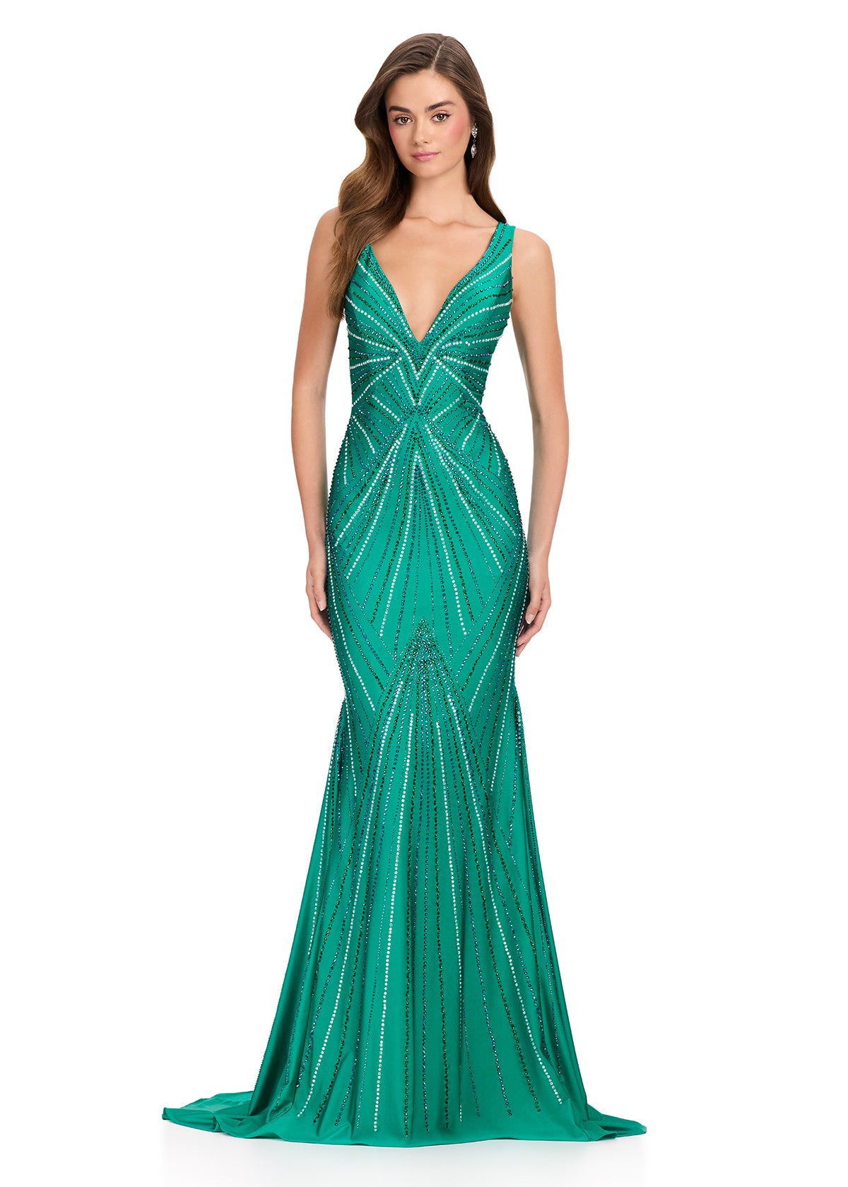 ASHLEYlauren 11693 Jersey Gown with Open Back