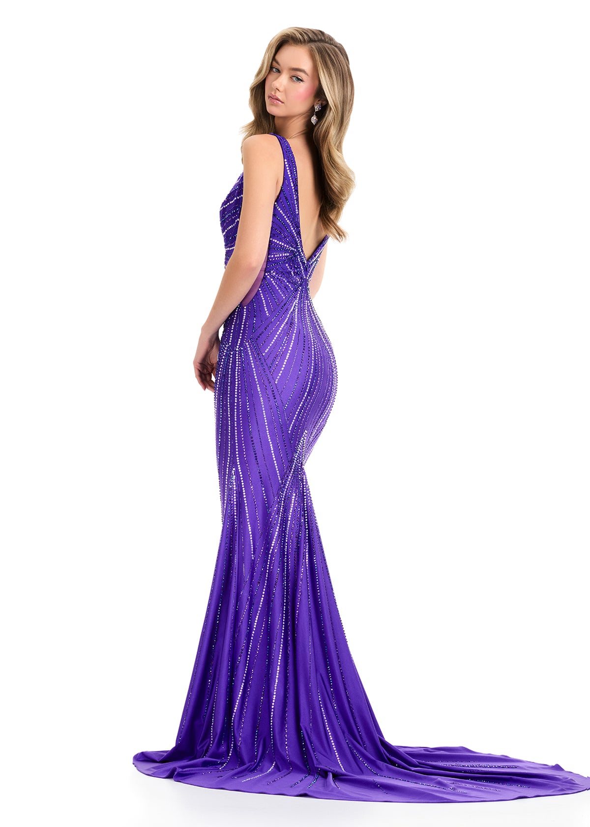 ASHLEYlauren 11693 Jersey Gown with Open Back ASHLEYlauren 11693 Jersey Gown with Open Back