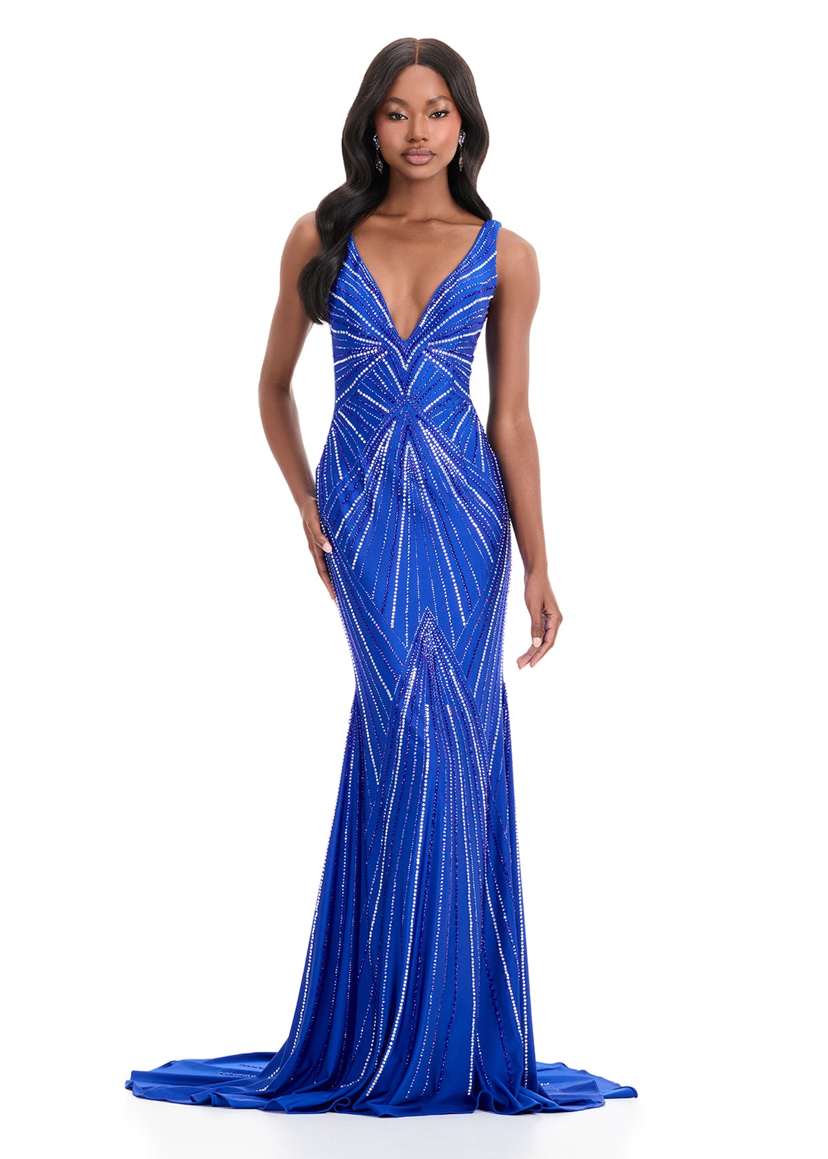 ASHLEYlauren 11693 Jersey Gown with Open Back