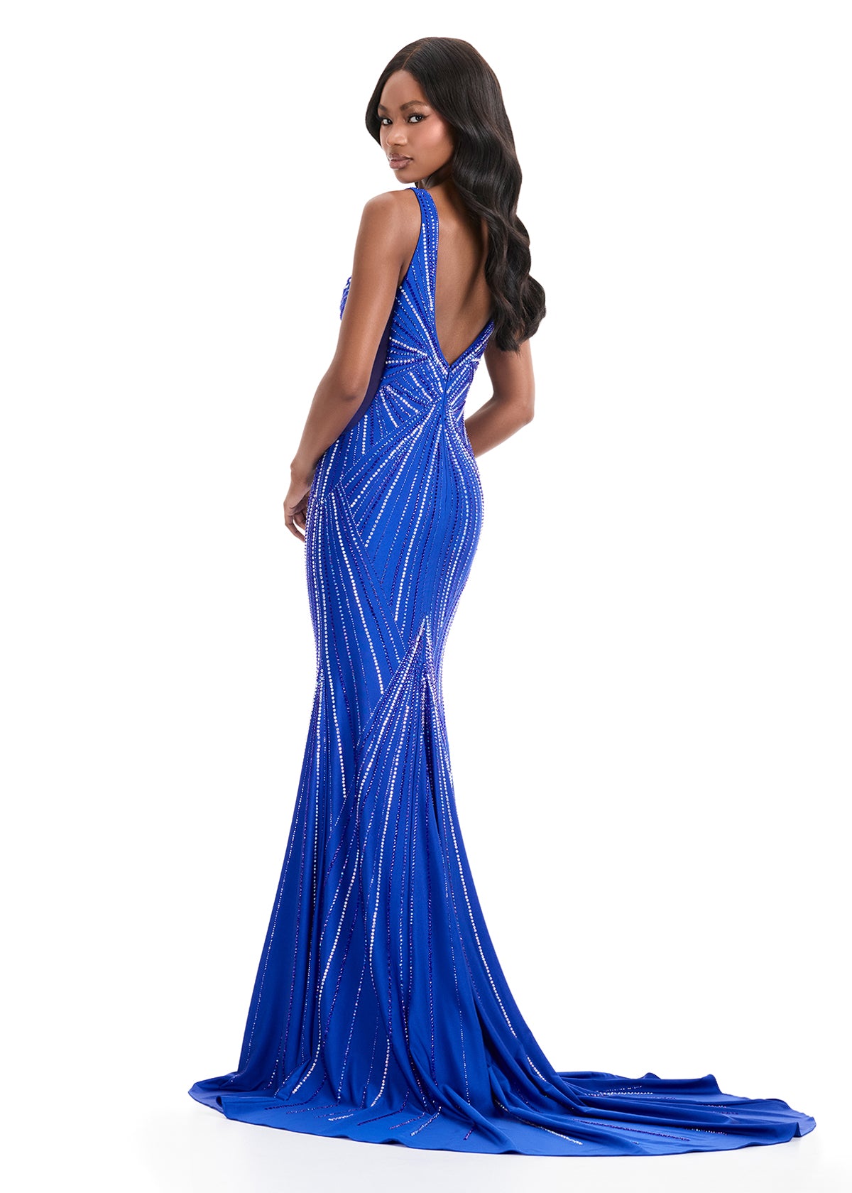ASHLEYlauren 11693 Jersey Gown with Open Back