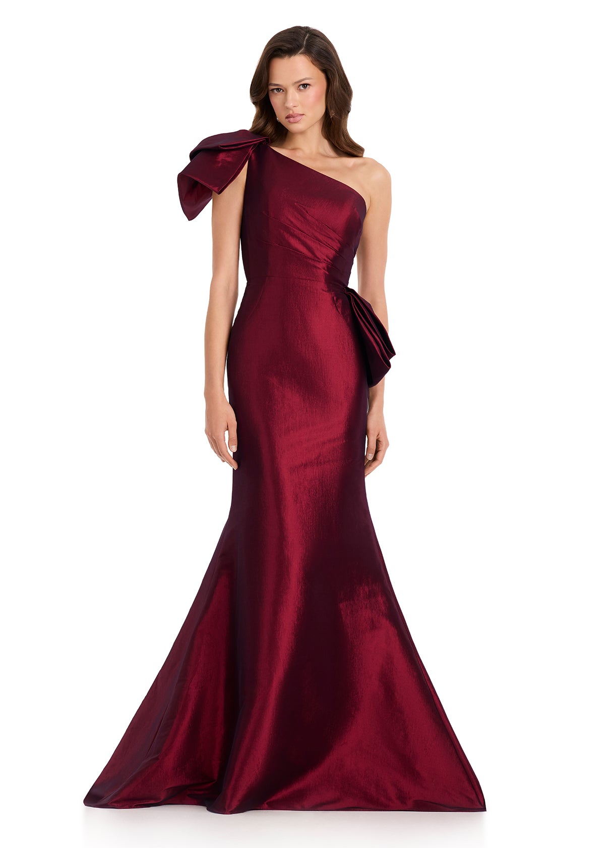 ASHLEYlauren 11722 One Shoulder Taffeta Gown