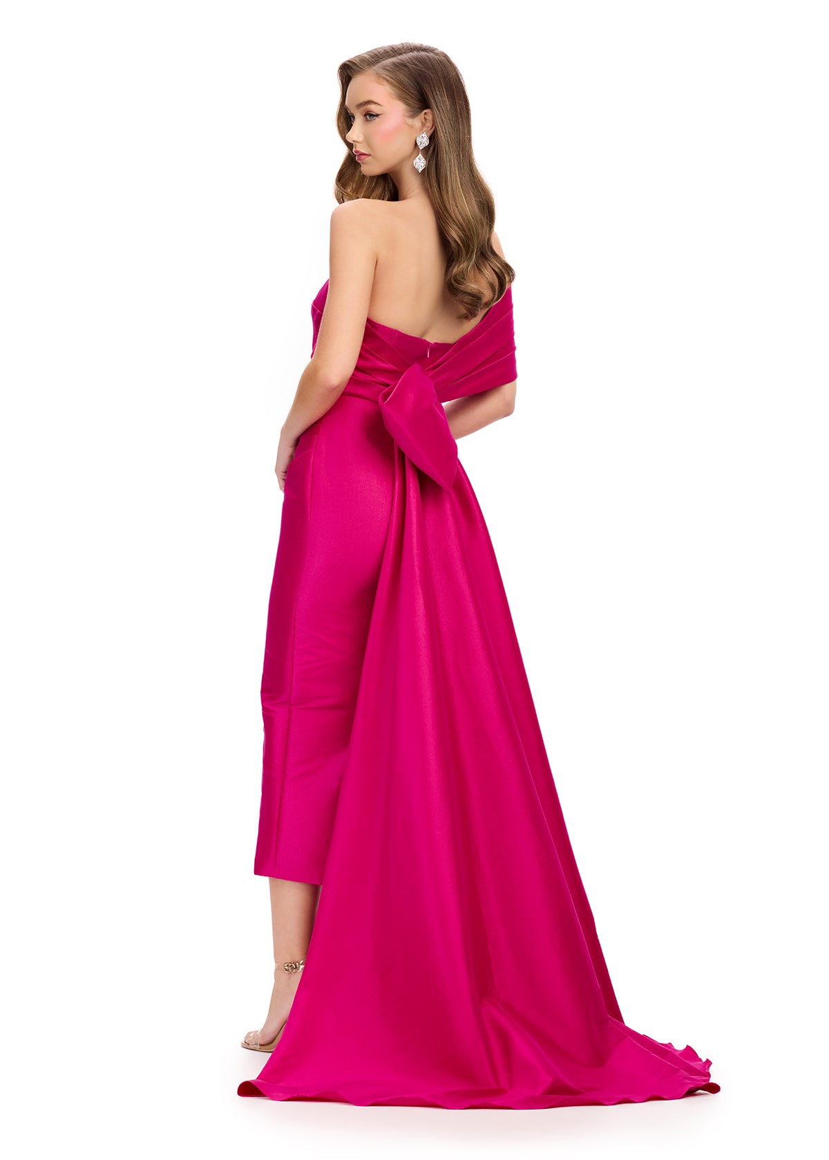 ASHLEYlauren 11727 - Taffeta Gown with One-Shoulder Neckline