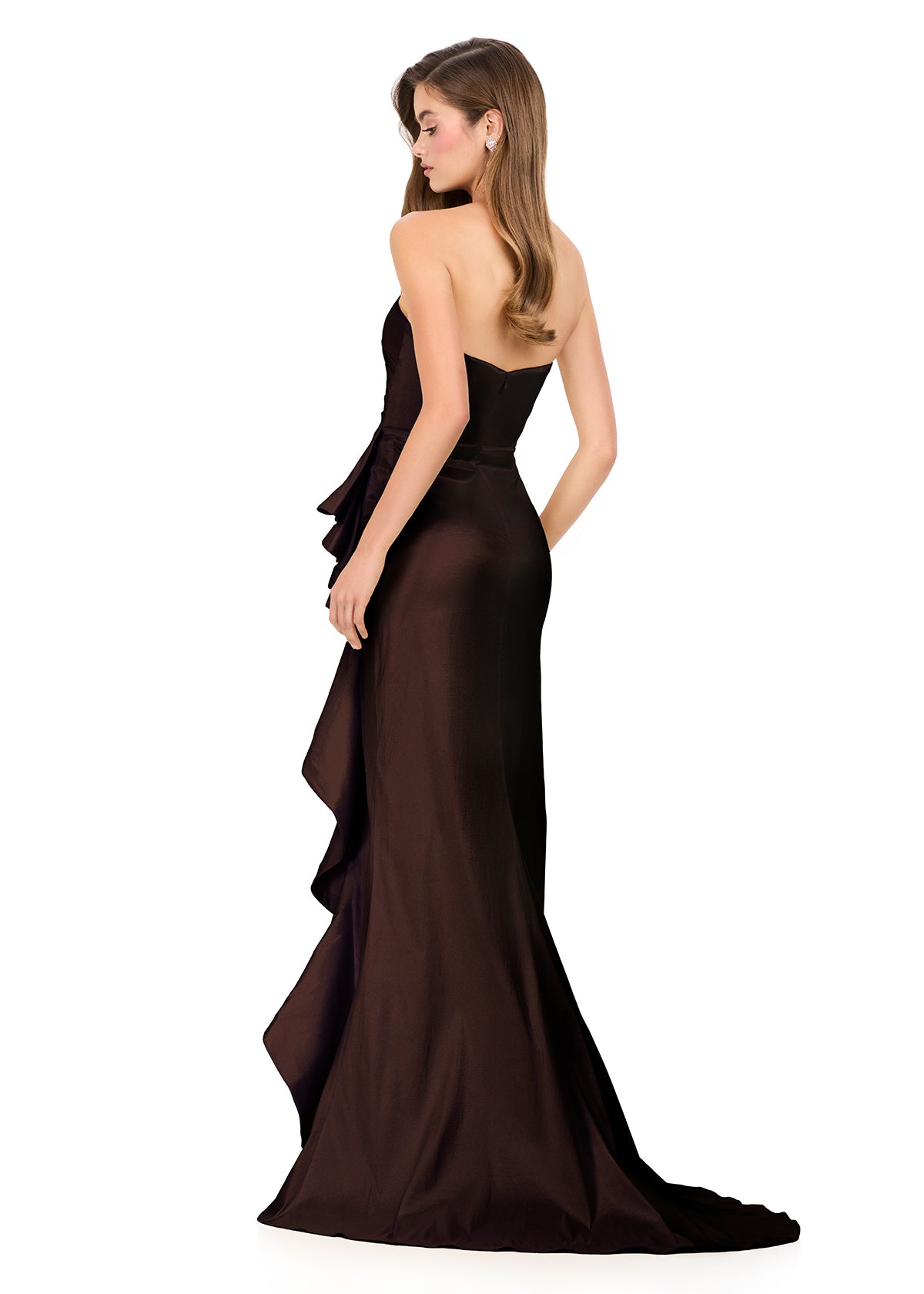 ASHLEYlauren 11751 Strapless Taffeta Gown with Ruffle ASHLEYlauren 11751 Strapless Taffeta Gown with Ruffle