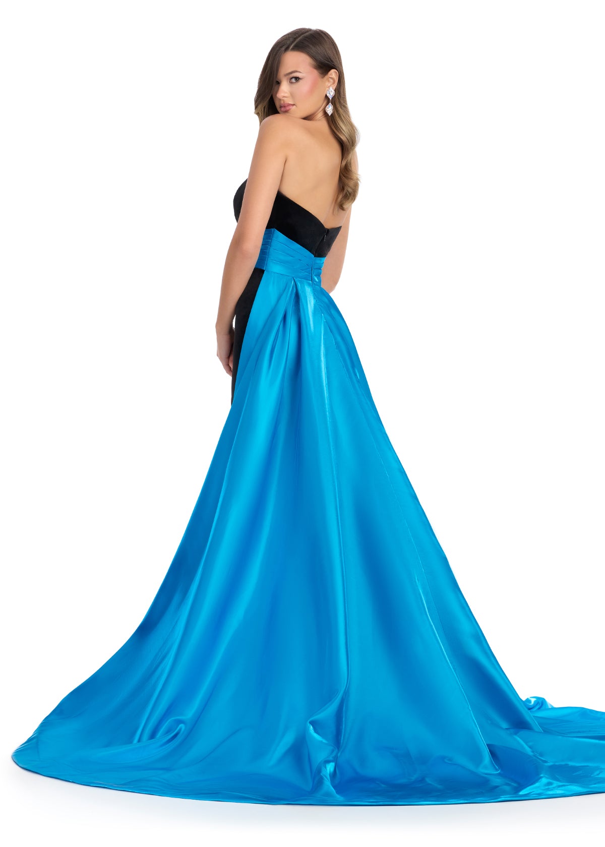 ASHLEYlauren 11857 Strapless Velvet Gown with Satin Overskirt