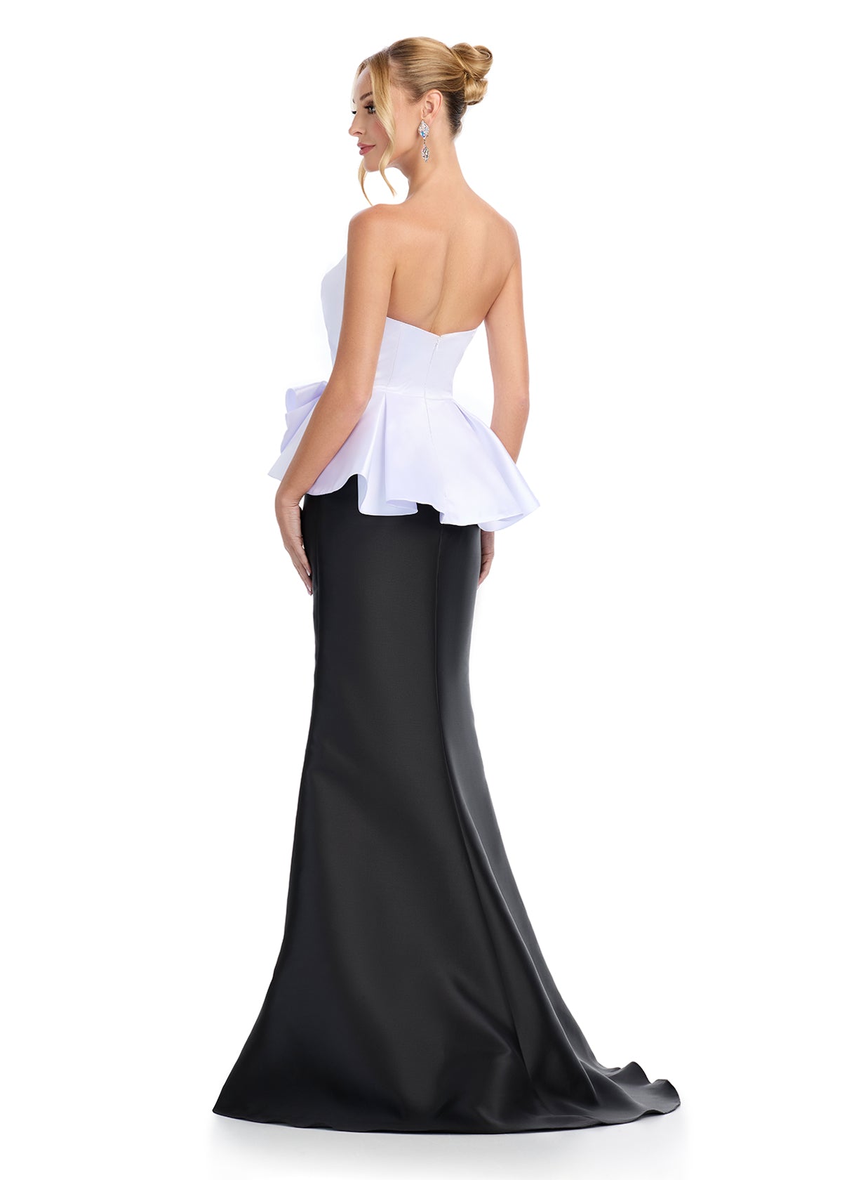 ASHLEYlauren 11874 Strapless Mikado Gown with Peplum Waist