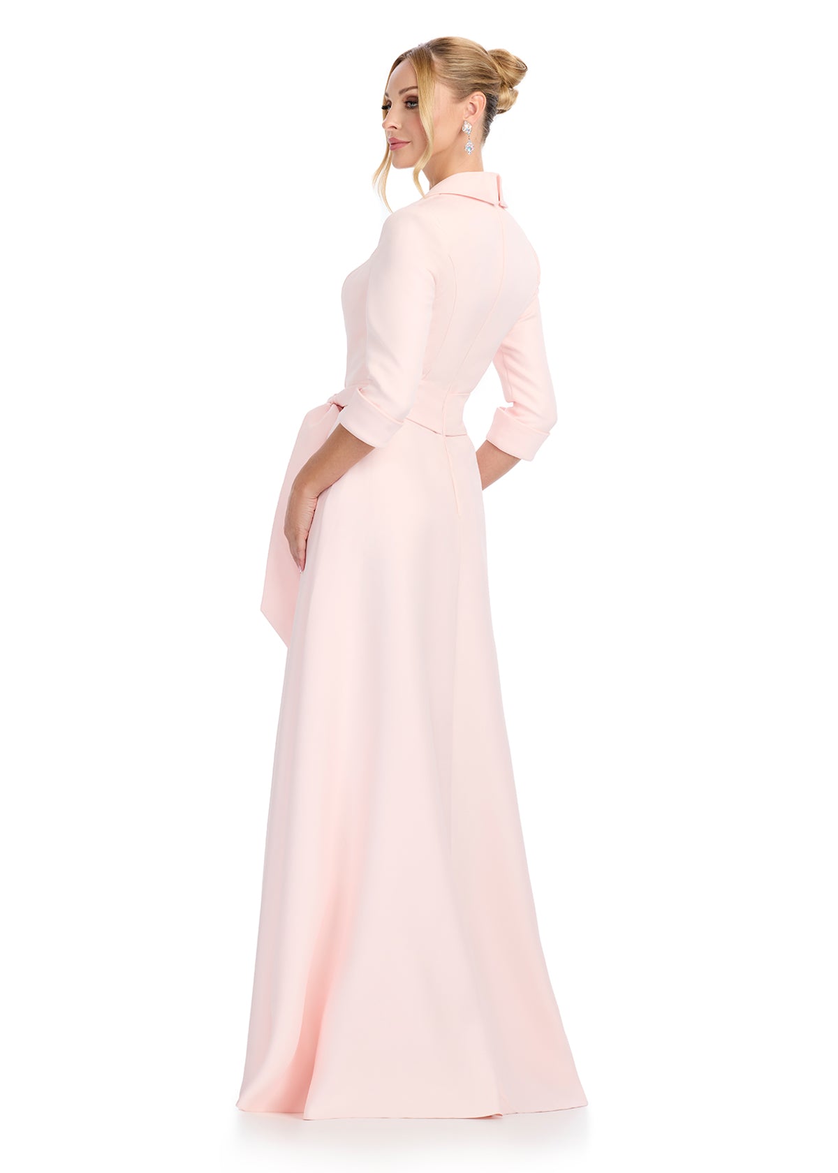 ASHLEYlauren E11876 Satin A-Line Dress with Long Sleeves ASHLEYlauren E11876 Satin A-Line Dress with Long Sleeves