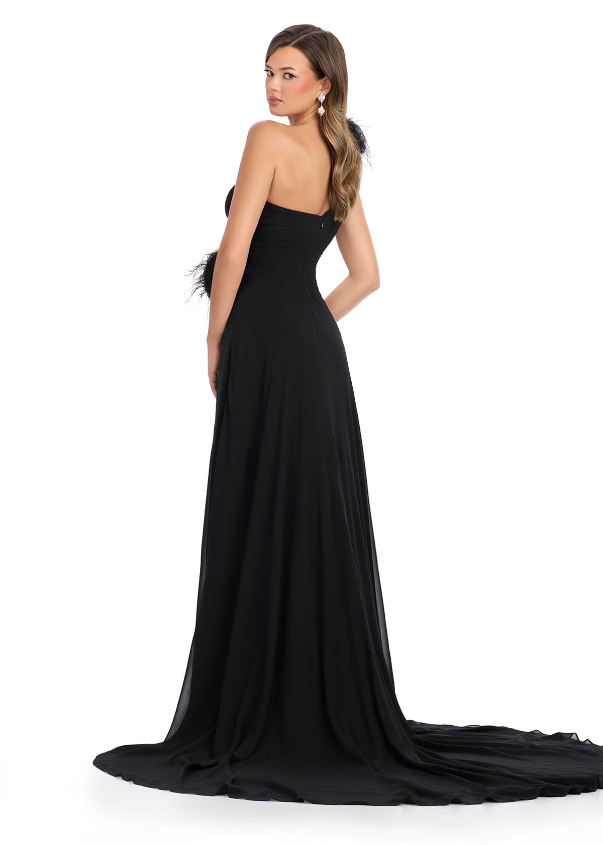 ASHLEYlauren 11969 - One Shoulder Evening Gown - Pleated