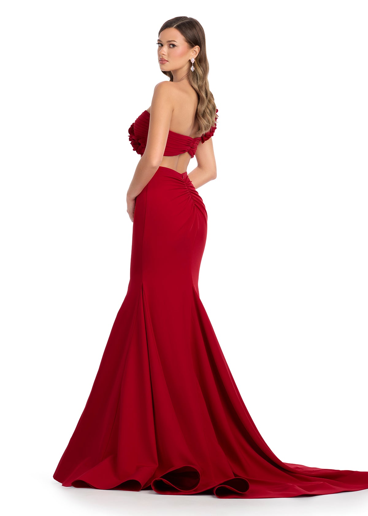 ASHLEYlauren 11981 One-Shoulder Jersey Two-Piece Gown