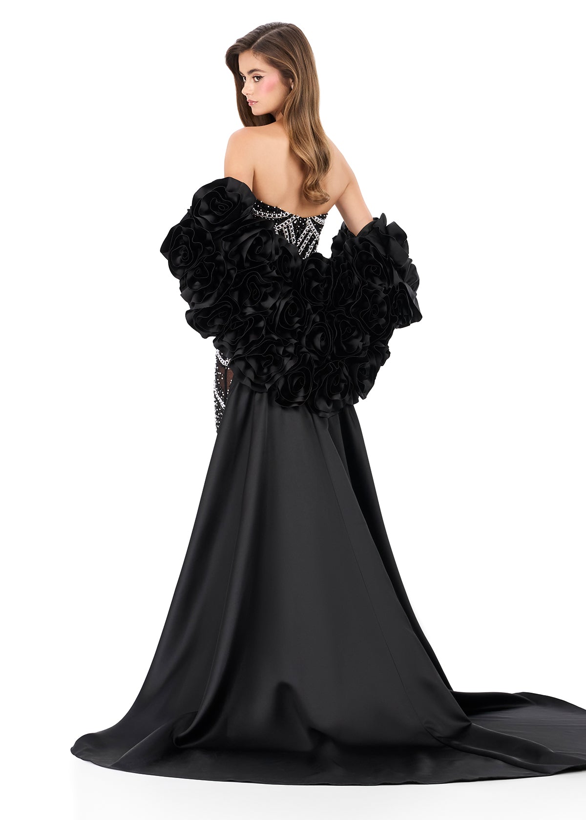 ASHLEYlauren Style 12040 - Floral Satin Cape